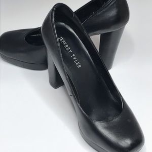 Black Platform Block Heels